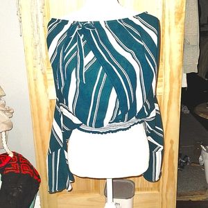 Forever 21 Women's size med cropped peplum sleeves off the  shoulder blouse .